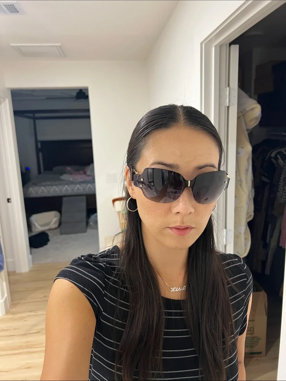 Jimmy Choo Black Rimless Gradient Sunglasses with Ivory Case